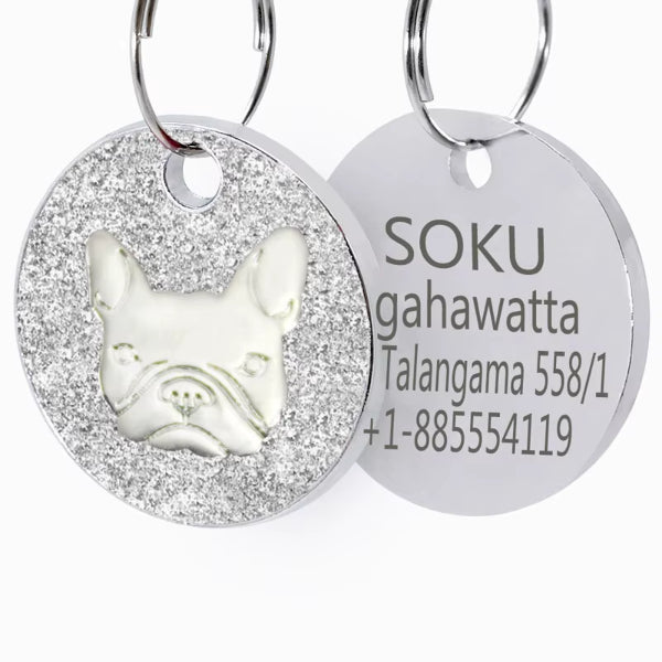 Médaille personnalisable pour chien – Design Bouledogue avec strass