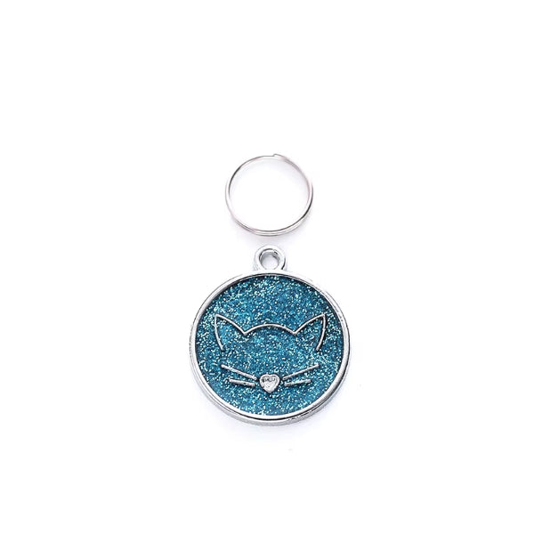 Médaille scintillante pour chat – Design tête de félin avec strass