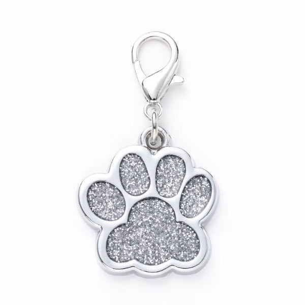Charm médaille patte scintillante pour chien et chat – Attache mousqueton