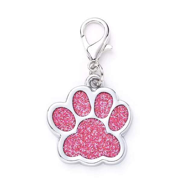 Charm médaille patte scintillante pour chien et chat – Attache mousqueton