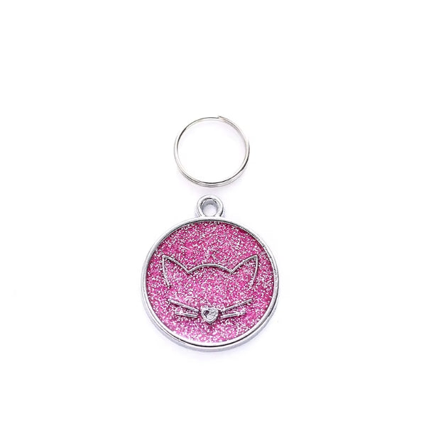 Médaille scintillante pour chat – Design tête de félin avec strass