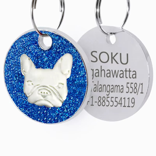 Médaille personnalisable pour chien – Design Bouledogue avec strass